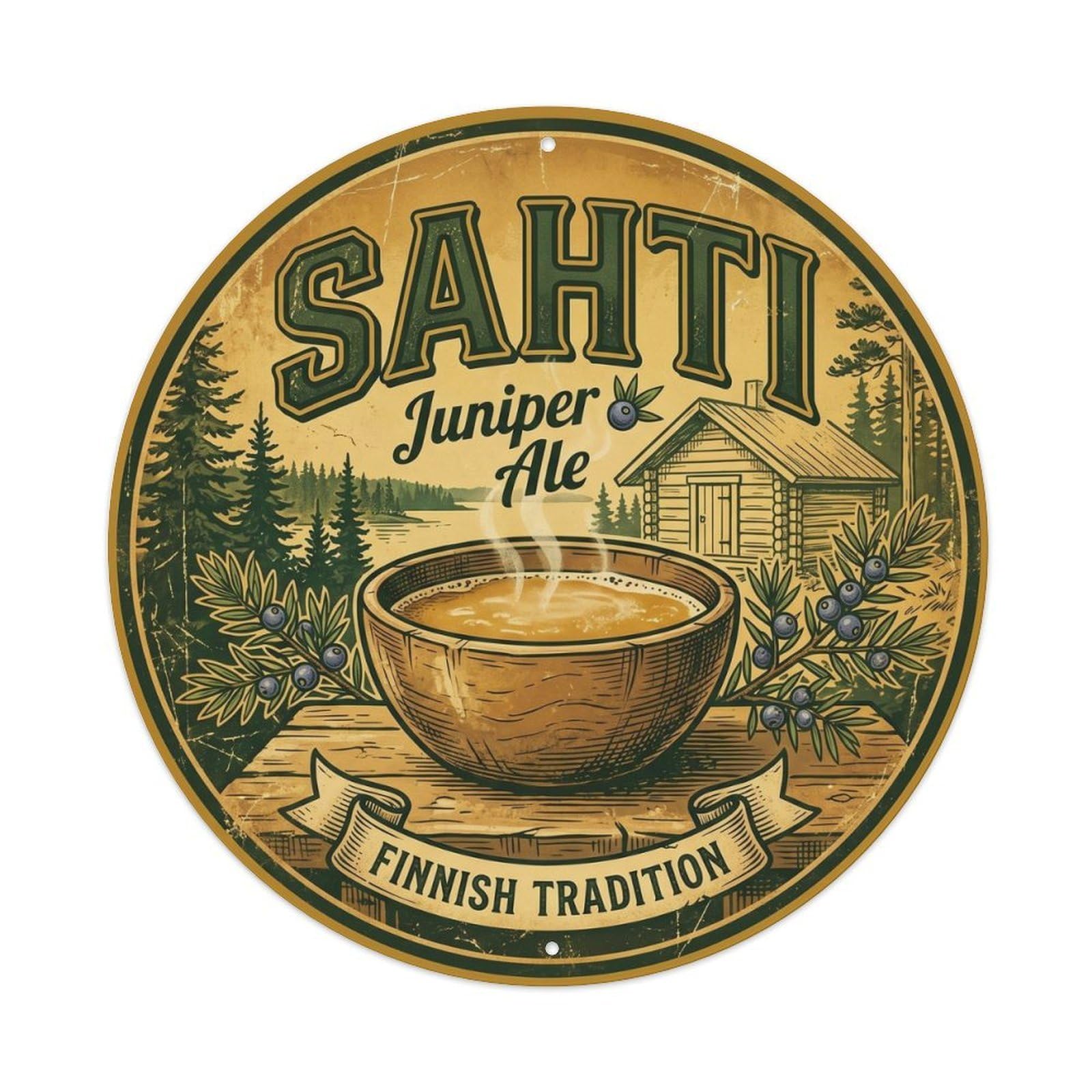 Vintage Finnish Juniper Beer Farmhouse Craft Brew Sour Metal Tin Sign