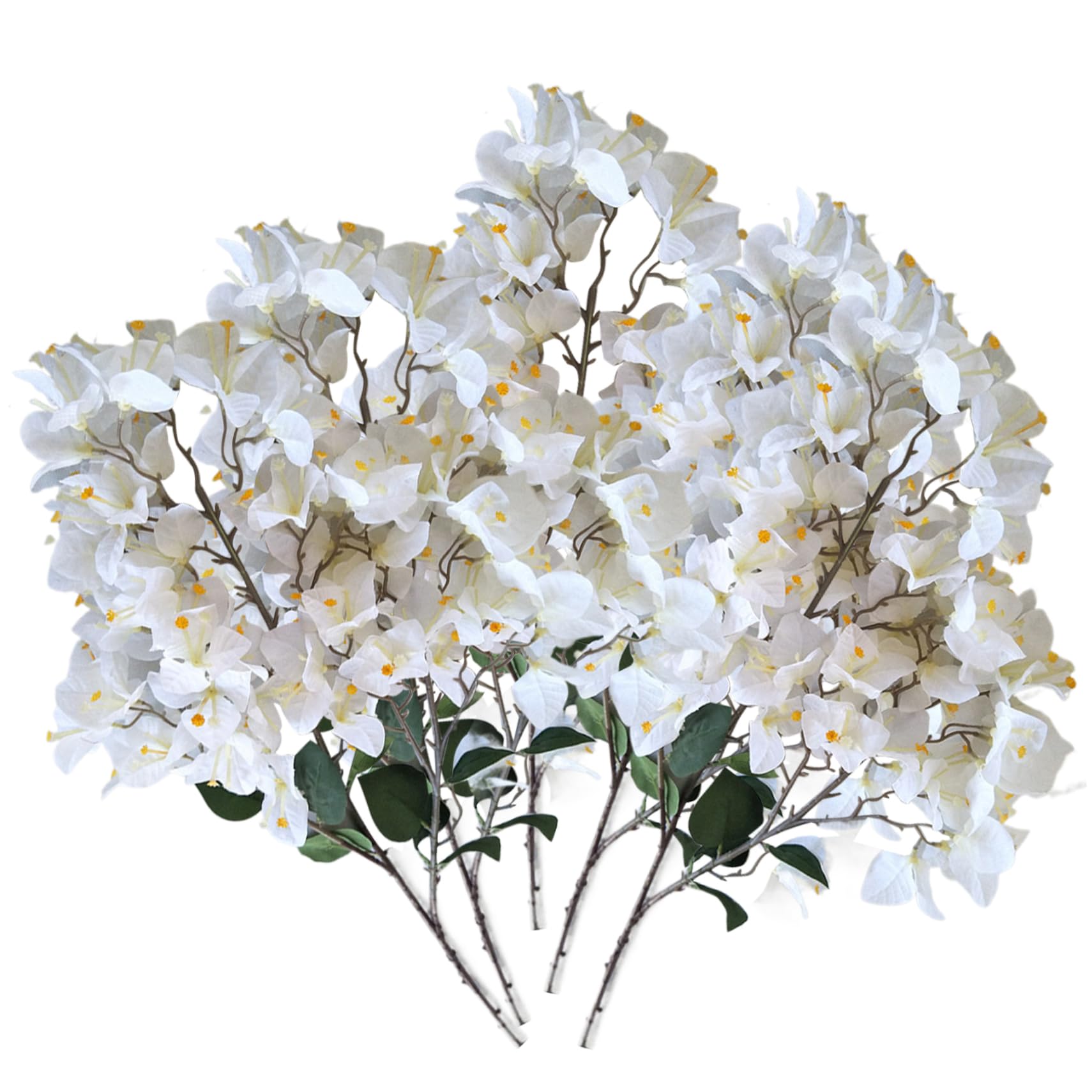 Wxyestna 5Pcs Artificial Bougainvillea 38.6 Inch Silk Bougainvillea Plants Realistic Flowers Stems for Wedding Table Runner White