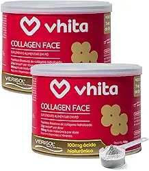 Vhita Colágeno Hidrolisado Verisol Com Ácido Hialuronico Em Pó Neutro 120gr - 2 Potes