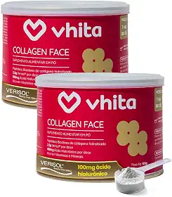 Vhita Colágeno Hidrolisado Verisol Com Ácido Hialuronico Em Pó Neutro 120gr - 2 Potes