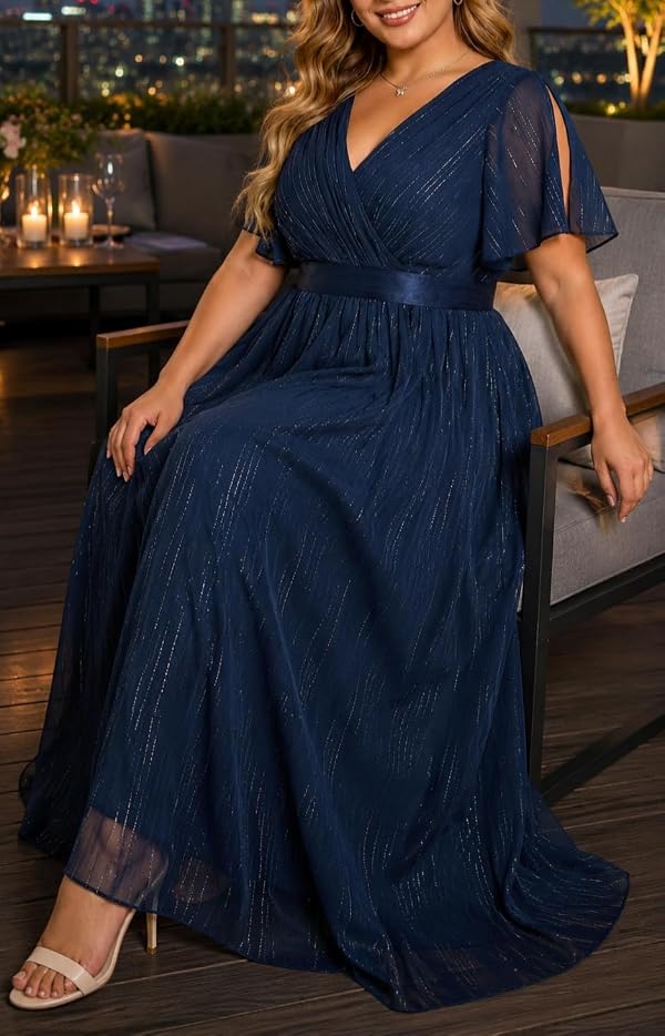 Plus Size Navy Blue Dresses Chiffon Bridesmaid Wedding Guest Cocktail by Talisea - Used condition - Image 2
