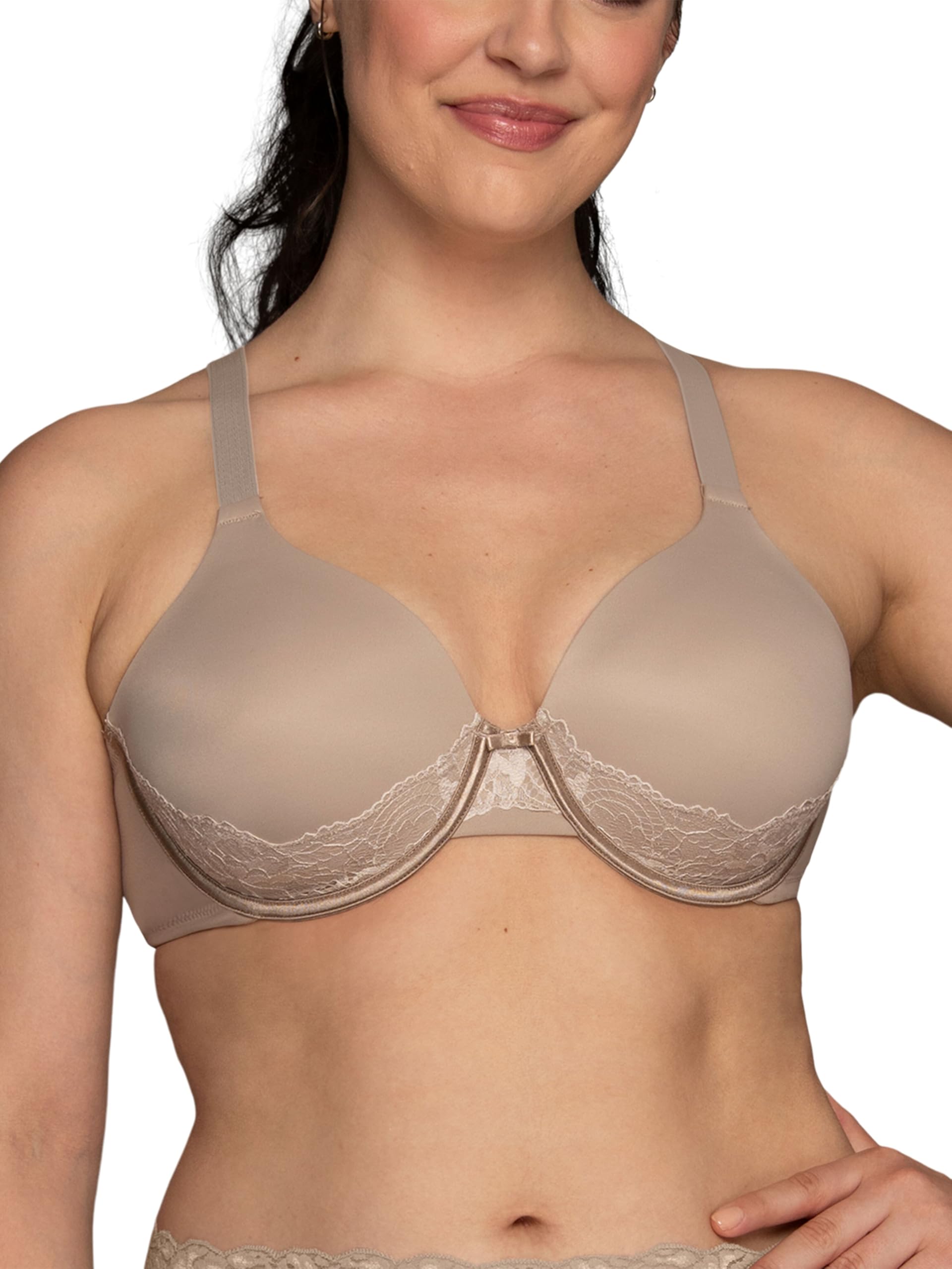 Vanity Fair Womens Full Figure Beauty Back Smoothing Bra with Lace 4-Way Stretch Fabric Lightly Lined Cups up
