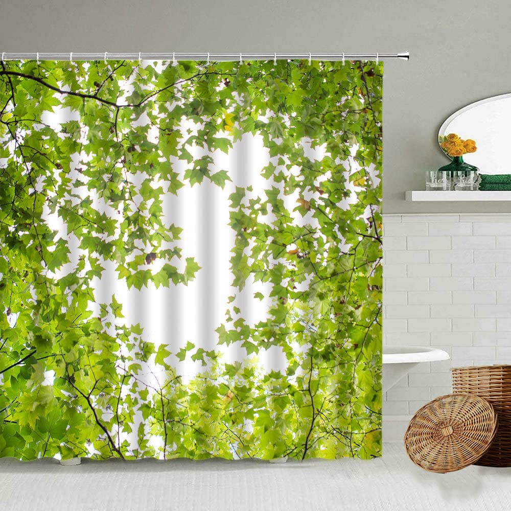 SDOTPMT 180x180cm Bella Giardino Scenery Tenda Doccia Pietra Arco Porta Verde Pianta Foglie Da Bagno Tenda Vintage Architettura Pilastri Vasca da bagno Tenda per Bambini Bagno Decor con Ganci