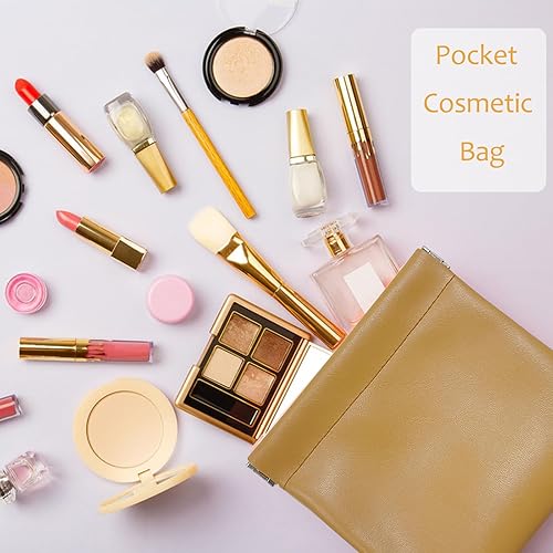 Miniatura 10 de Bolsa de cosméticos de bolsillo,Bolsa de cosméticos de bolsillo Squeeze,Bolsa de cosméticos de bolsillo Cuero impermeable sin cremallera Bolsa de