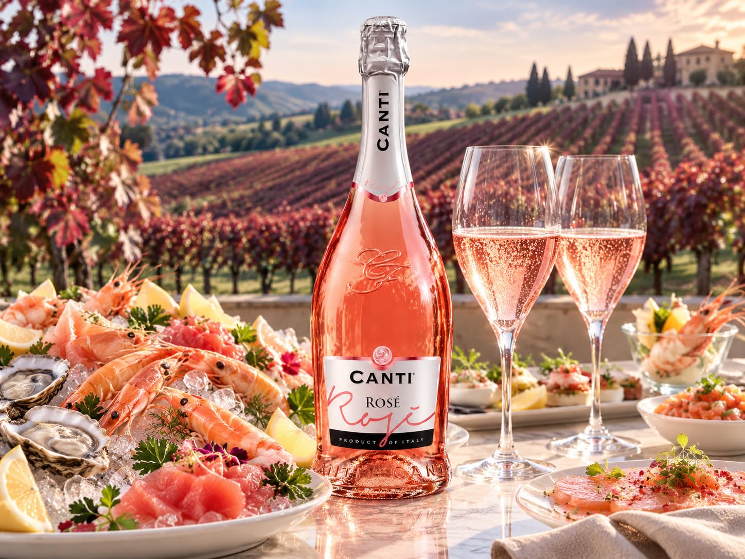 Canti - D.O.C. Cuvèe Rosè, Vin Petillant Extra Sec, Élaboré à Partir du Élaboré à Partir du Cépage Glera et Pinot Noir de Venise, Goût Frais et Fruité, 6x750 ml