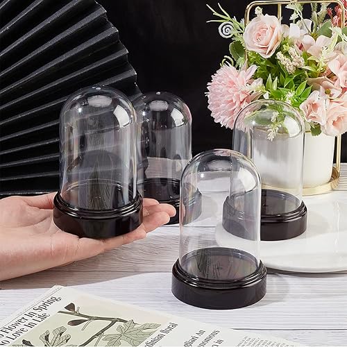 Miniatura 3 de NBEADS 6 juegos de cubiertas de cúpula de plástico, 2.77 x 4.2 pulgadas de diámetro, cúpula de cúpula de cúpula Cloche Mini transparente con base de