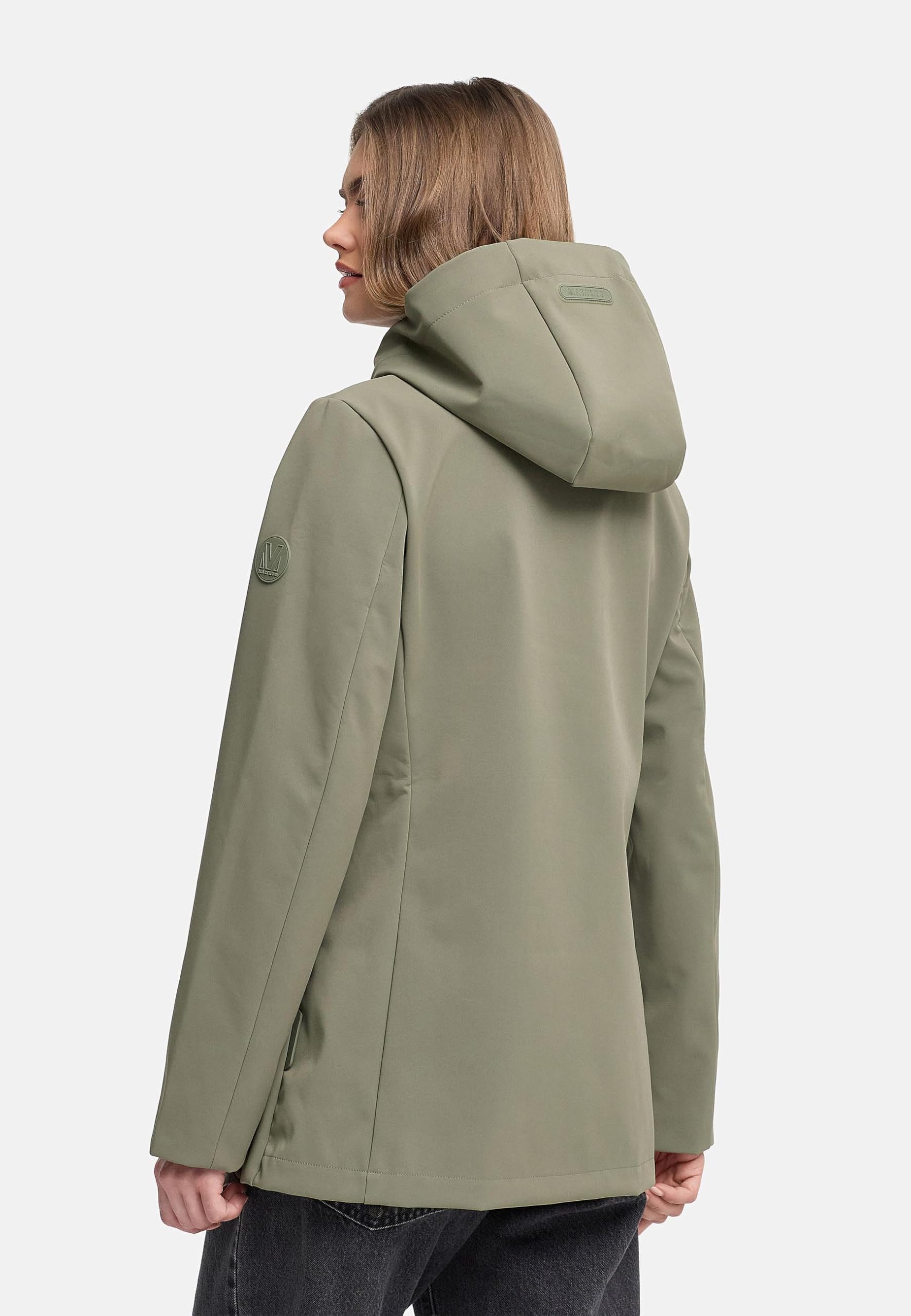 MARIKOO Damska kurtka przejściowa Soft Feel z podszewką polarową, wiatroszczelna i wodoodporna kurtka funkcyjna z kapturem, Minaa 16 XS-3XL