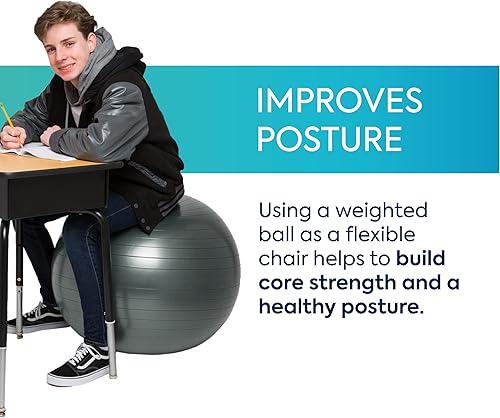 Vista 40 de Balón de equilibrio, el asiento sin ruedas es una silla flexible para la escuela, la oficina o el hogar Azul oscuro