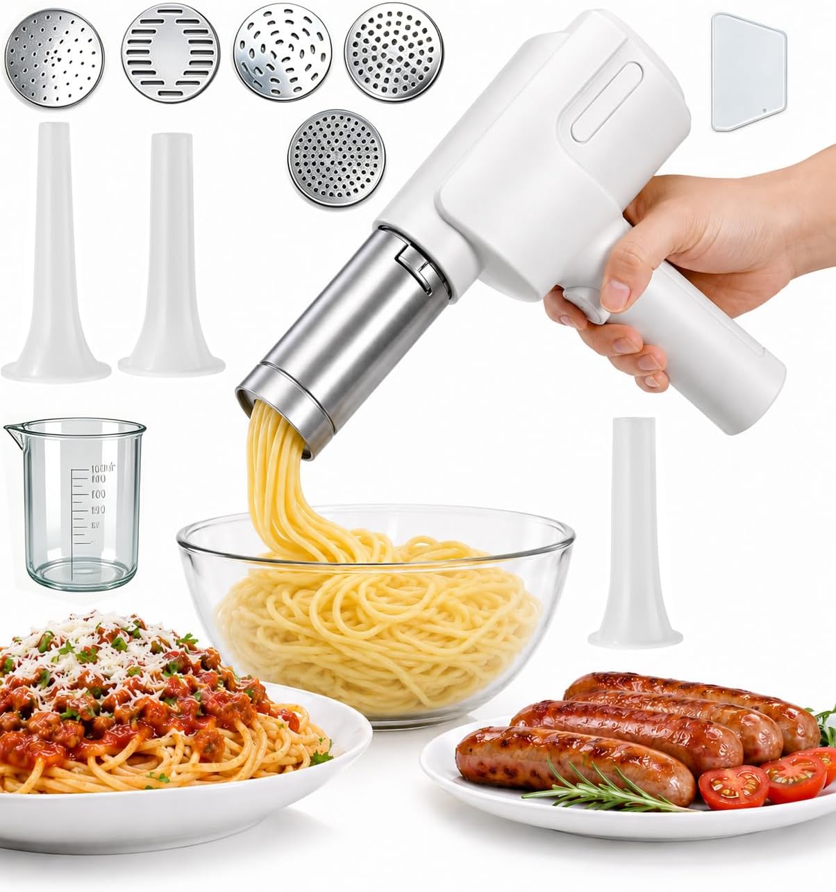 5-in-1 Cordless Electric Noodle Maker, Rechargeable Kitchen Tool