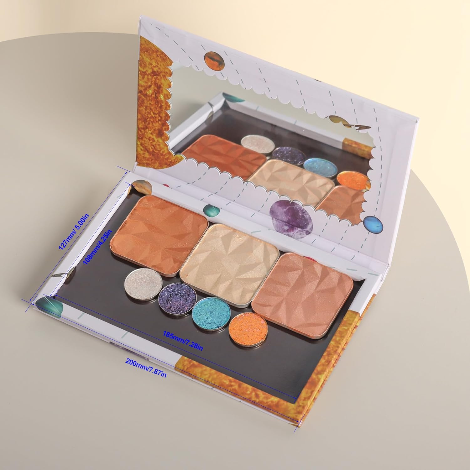 Empty magnetic palette with Mirror,Like a Book Fashionable and beautiful empty magnetic palette Makeup Magnetic Palette