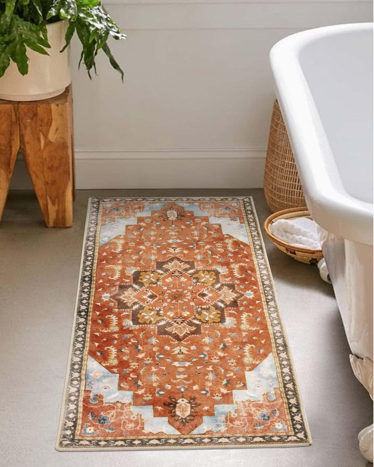 Seavish Vintage Bathroom Runner Rugs with Rubber Backing