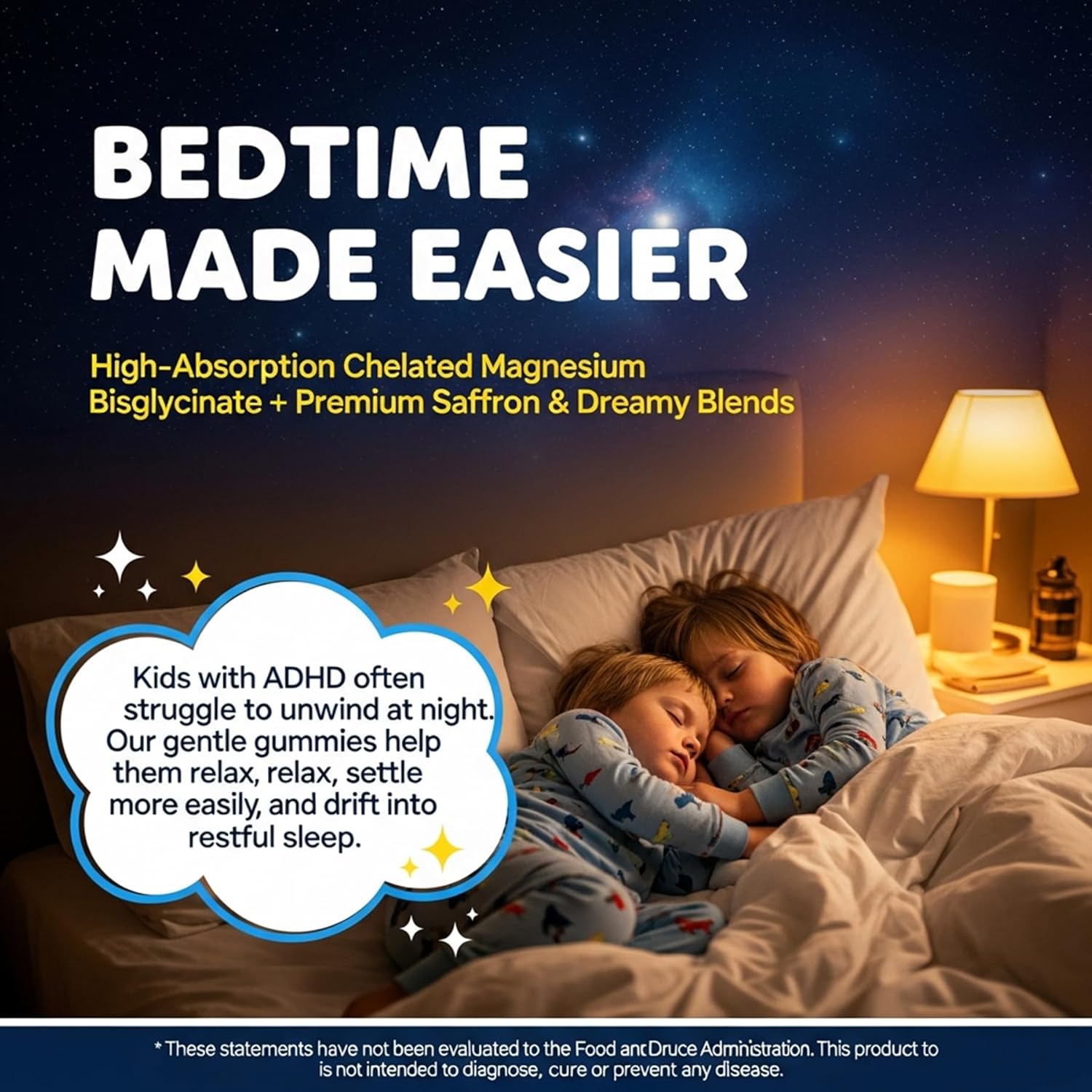 Kids Sleep Gummies NO Melatonin - Triple Magnesium Glycinate + Saffron, GABA, Berry & Nut Superfood Gummies, Sugar Free Nighttime Sleep Aid & Calm for Kids 4+ Teens, Relaxation, Brain & Muscle, 2Pack