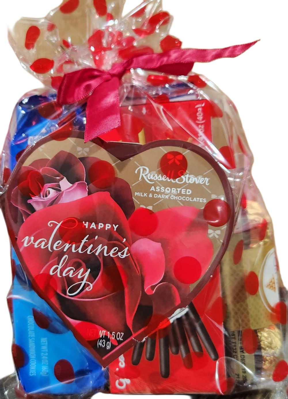 Valentines Day Gift Teddy Bear with Chocolates and Cookies Assortment, 10 Inches (pink)