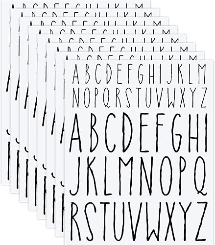 8 hojas de calcomanías de letras mayúsculas, letras del alfabeto negro, letras de álbumes de recortes, calcomanías de letras adhesivas para buzones,