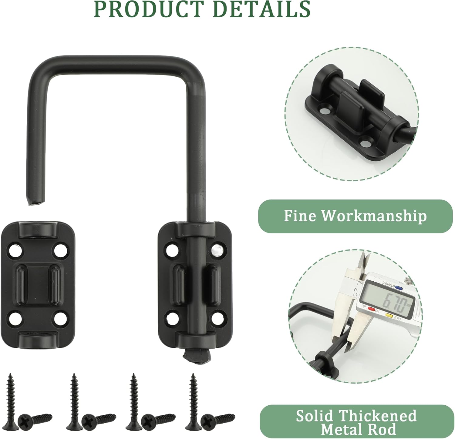 Mooche Sliding Door Loop Lock, 4 Inch 90/180 Degree Installation Latches Door Lock U-Bolt Lock Door Security Latch for Uneven Door Toilet Door Barn Door Fence Door Garage Door (Black)
