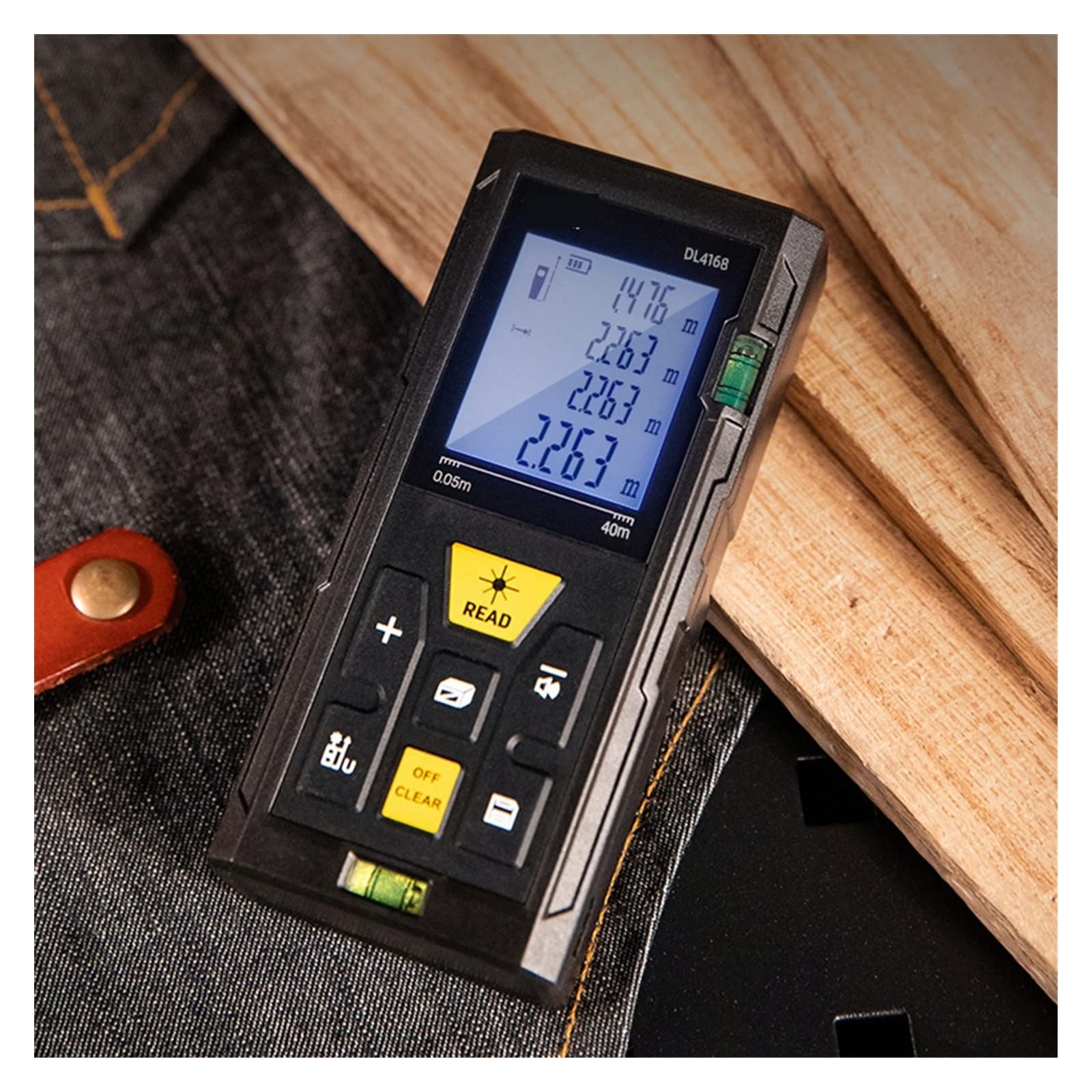Misuratore di Distanza Laser, Display da 1,7 Pollici 40M/60M Telemetri Metro Elettronico Roulette Nastro Digitale Telemetro Nastro di Misurazione Misura Distanza, Area e Volume(Color:0 05 60m)