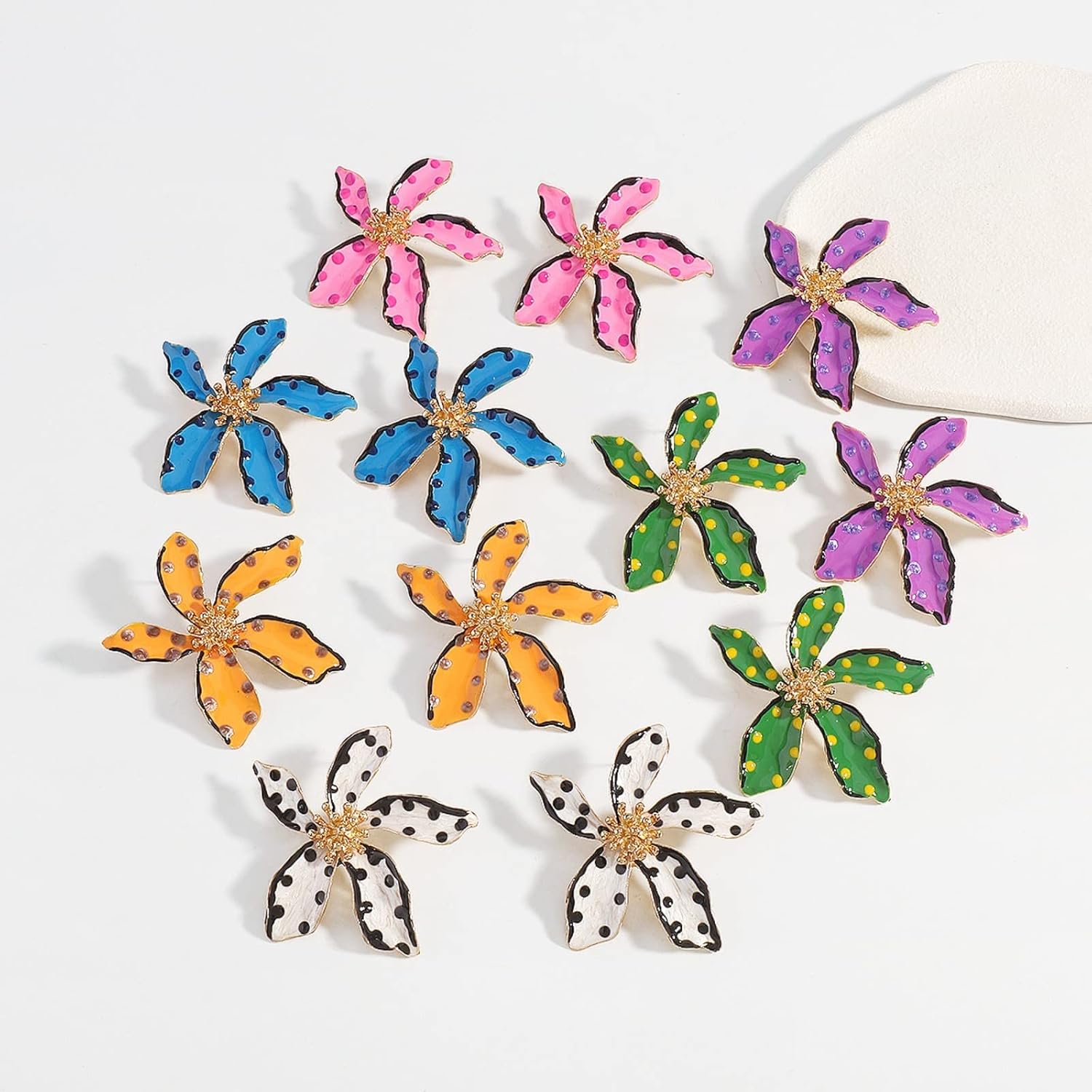 Simple Cute Petal Flower Large Earrings for Women,Lightweight Enamel Drop Oil Flower Earrings Jewelry Gifts - Image 7