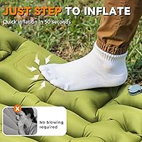 Vista 3 de Colchoneta para dormir, ultraligera e inflable para acampar con almohada con bomba de pie incorporada, extra gruesa y compacta, alfombrilla