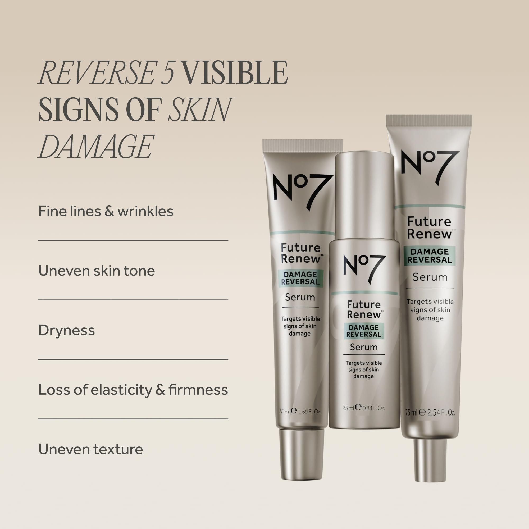 No7 Future Renew Damage Reversal Face Serum, 1.69 Fl Oz