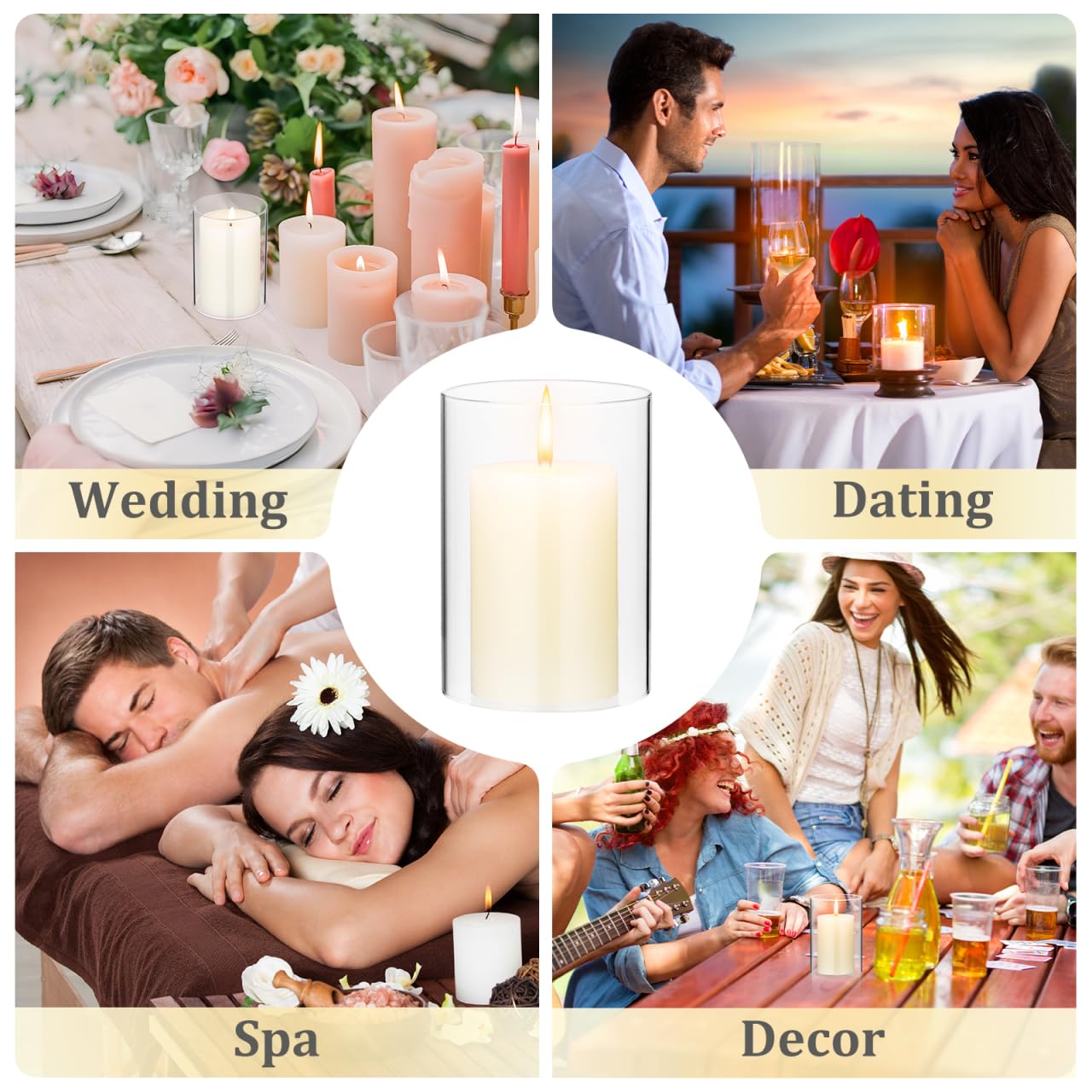 HOMSFOU 3 pezzi per colonna, copertura trasparente, vaso per uragani, estremità del lampadario * cm canna fumaria presa cm forniture fusione cilindro di ricambio cilindrico candela matrimonio