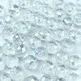 Jmassyang 60PCS 10mm Crystal Glass Beads Faceted Briolette Beads with Hole Loose Spacer Beads for DIY Jewelry Making Bracelets Necklaces Earrings Wind Chimes(Clear AB)
