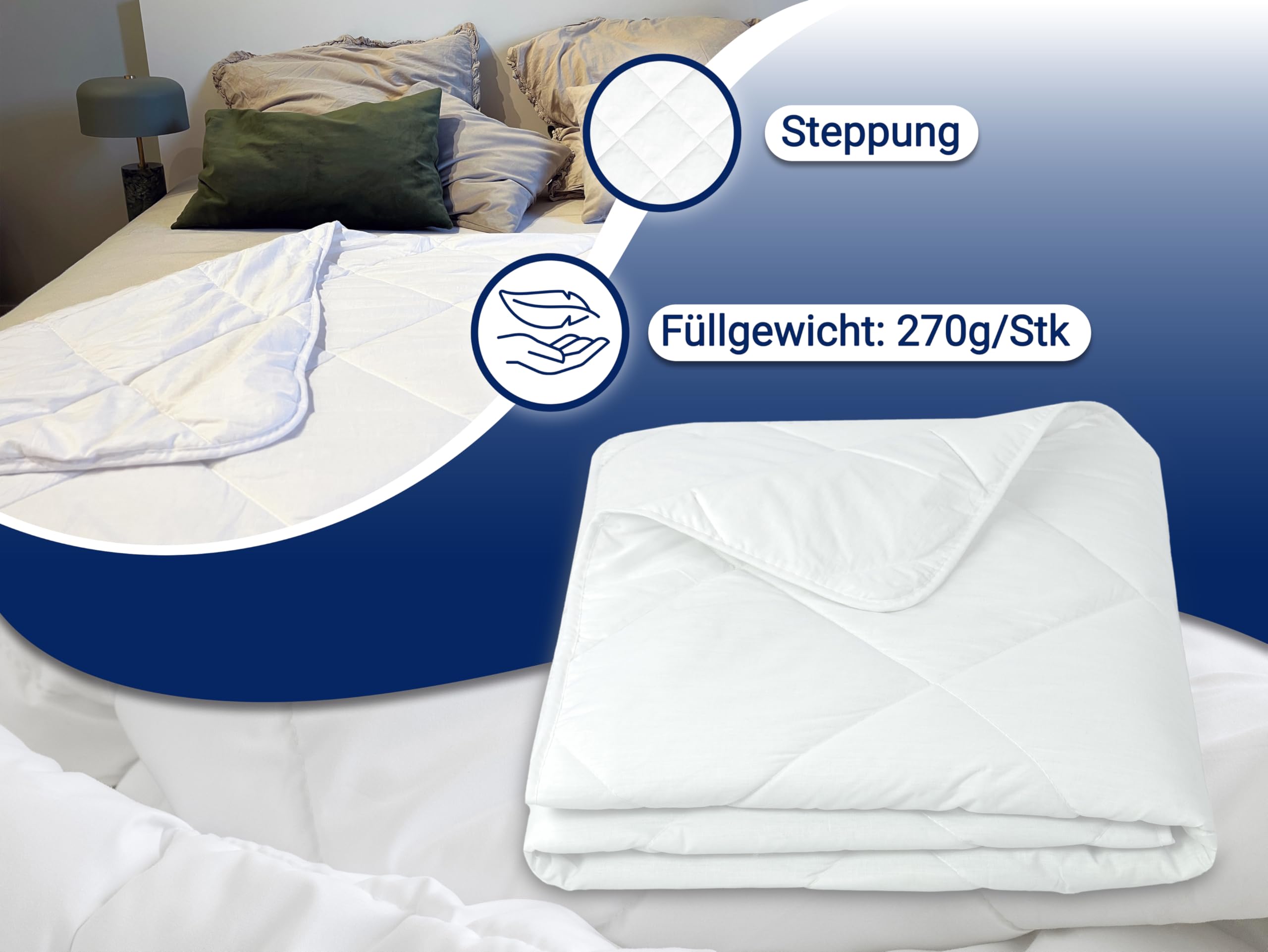 ZOLLNER 5er Set Sommerbettdecke in 135x200 cm – Ultra leichte Einziehdecke - Wärmeklasse 2 - mit Rautensteppung - Füllung aus Polyester - waschbar bis 95°C - Hotelqualität - Oeko Tex® Zertifiziert