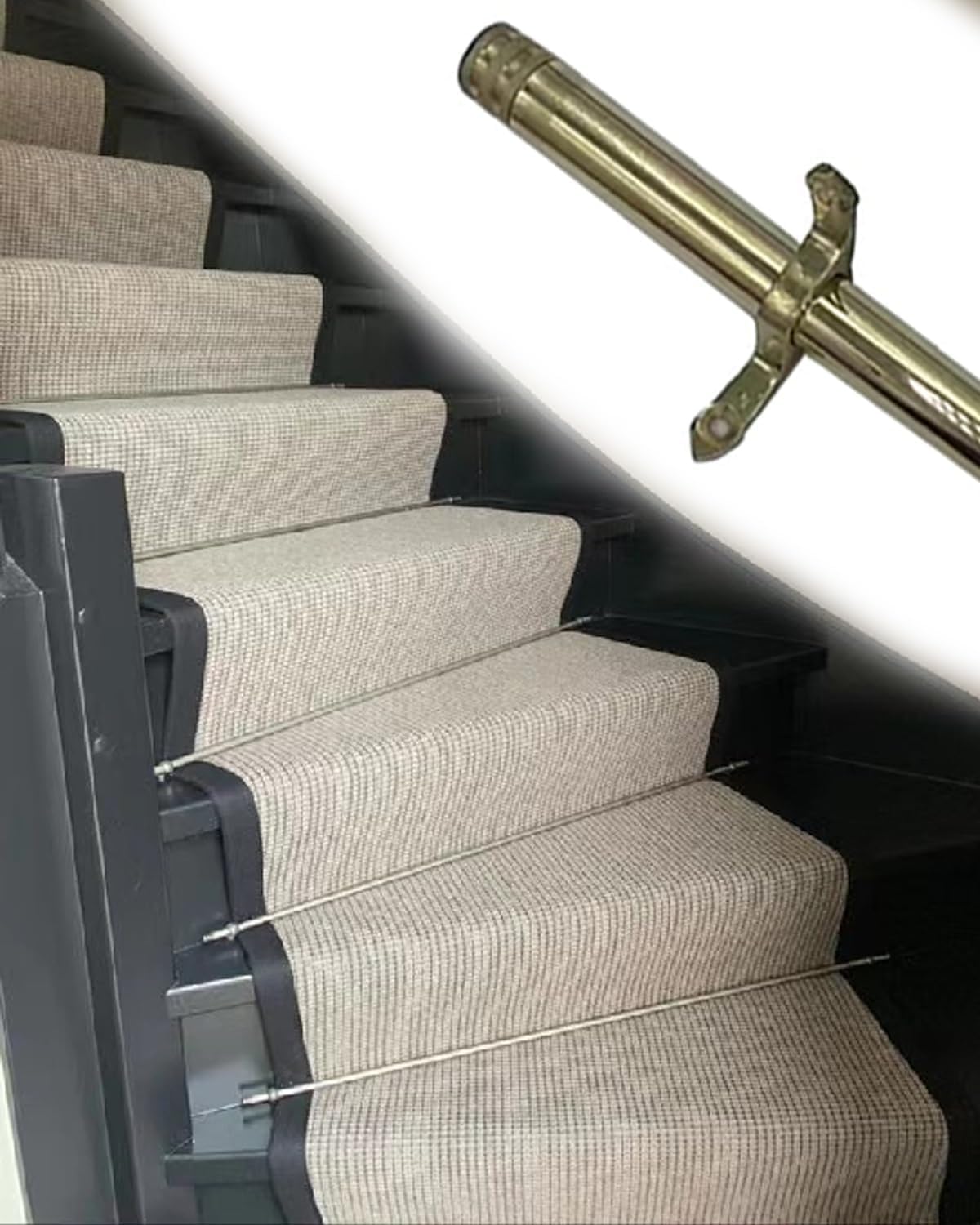 CGCSYZ Stair carpet fixing rod, round metal rod, interior decoration, easy to install, non-slip mat covering (1 Pcs 110cm/43.3in/3.6ft)
