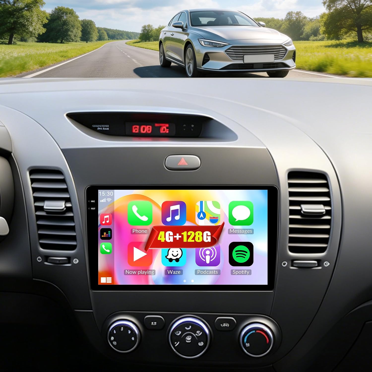 SIXTOP 4G+128G Android Car Stereo Radio for KIA K3 Cerato Forte 2013-2018 Wireless CarPlay Android Auto, 9 inch in-Cell 1280 * 720 Touchscreen,GPS,Bluetooth 5.0, FM/RDS, SWC,EQ + AHD Rear Camera