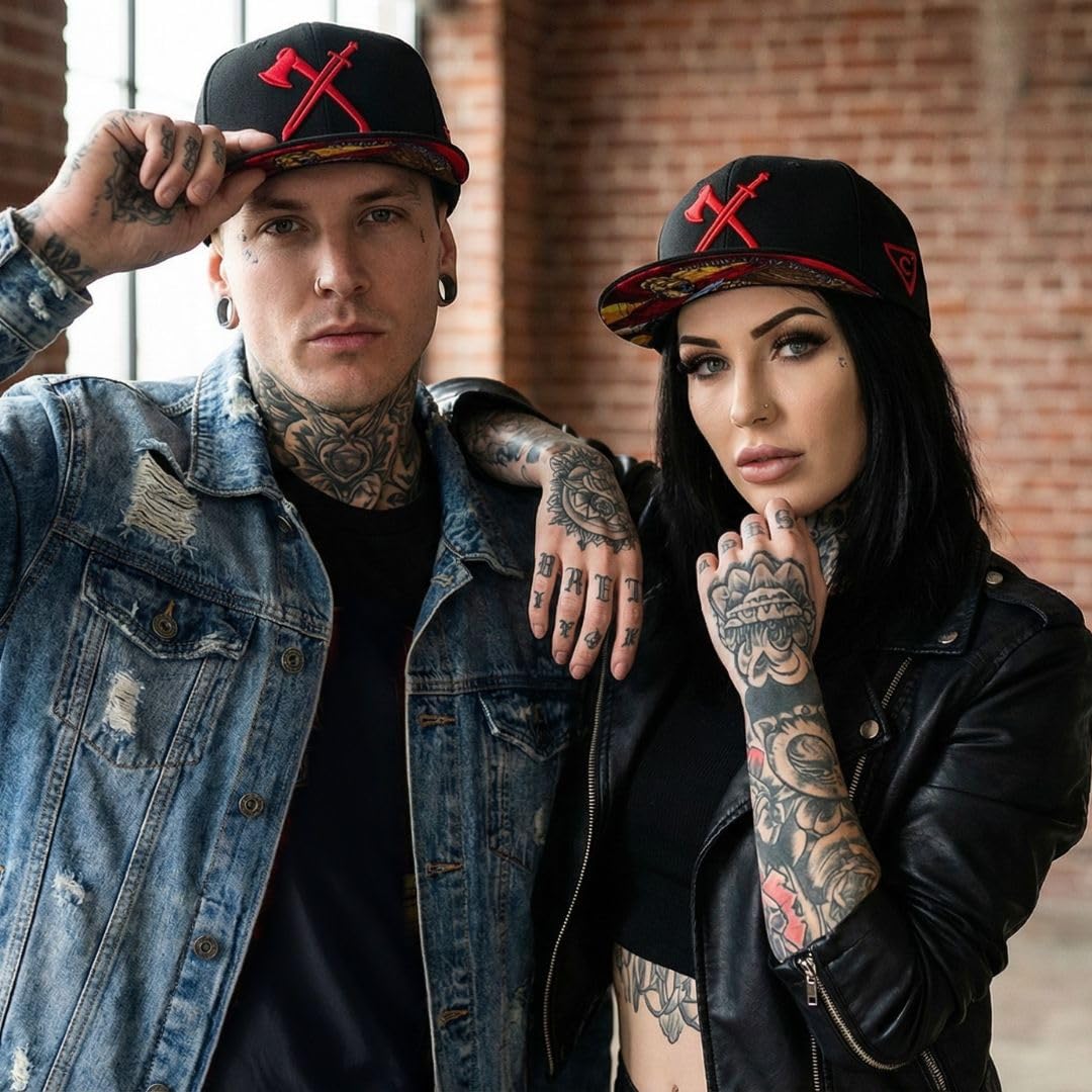 Capiche [99+ VARIATIONEN] Snapback Cap Herren Kappe Baseball Mütze Kunst Unisex Schirm Männer One Size Tattoo Damen