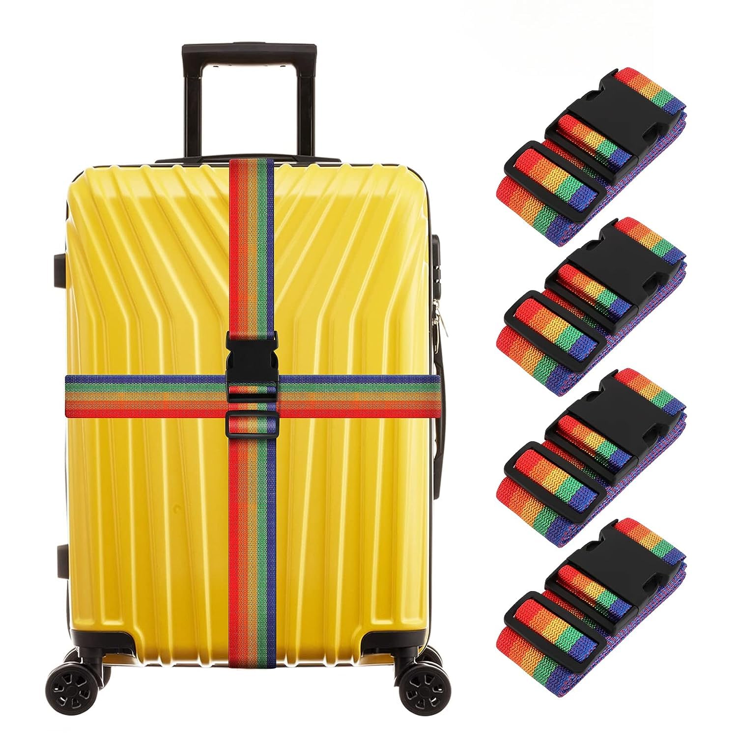 Tumery Suitcase Belts, Adjustable Luggage Straps, Bright Colors Travel Packing Straps with Quick Release Buckle (Set of 4)-image-11