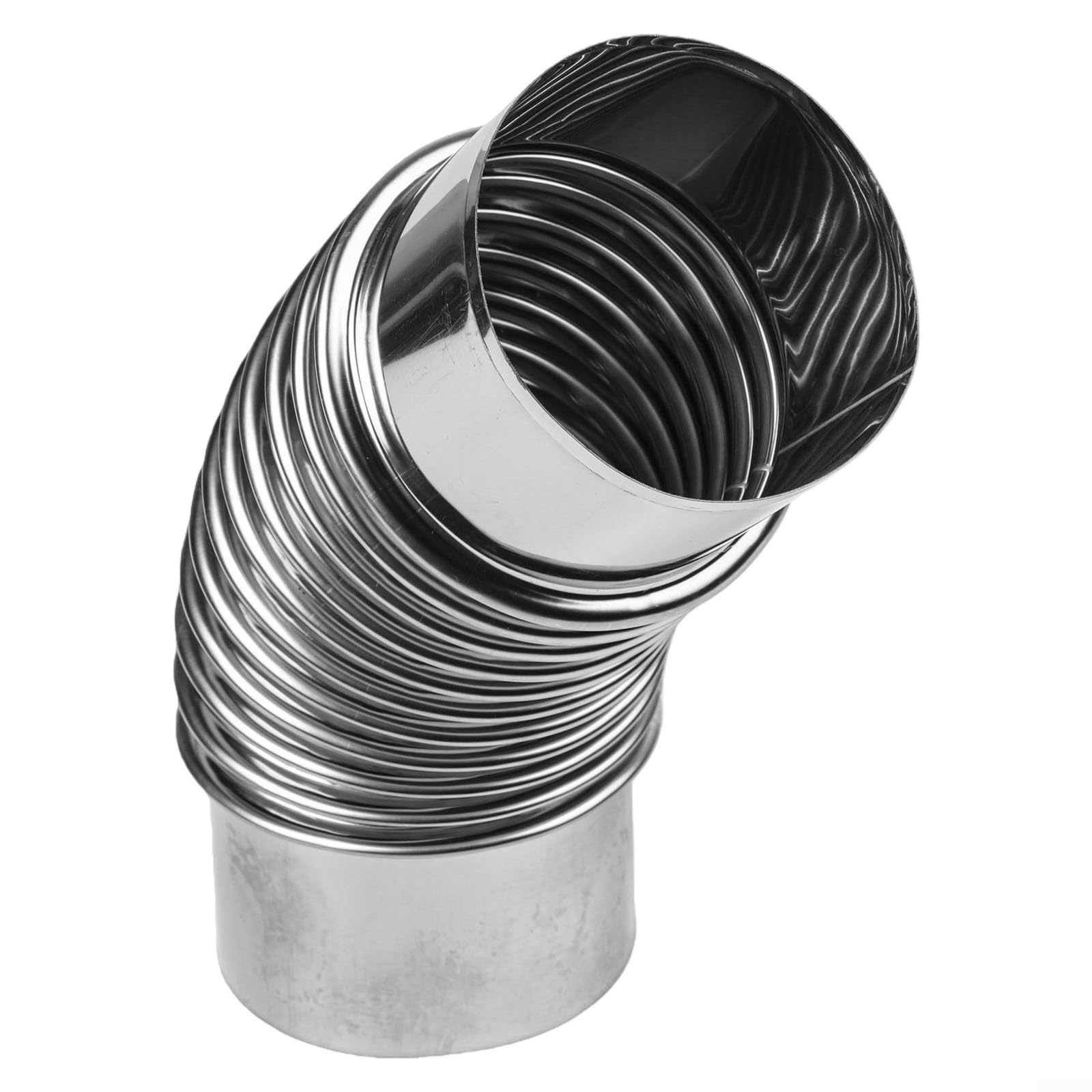 Tubo a gomito in acciaio inox a 45 gradi per camini a legna, stufe da campeggio, forni da forno e sistemi di ventilazione dello scaldabagno a gas (80 mm)