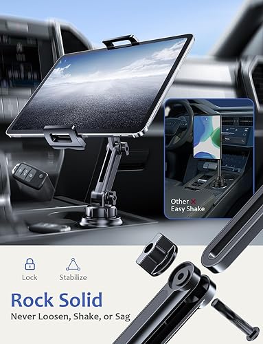 Miniatura 2 de Soporte para tablet para taza de automóvil para iPad Portavasos de vehículo con soporte de lengüeta compatible con soporte de montaje de lengüeta