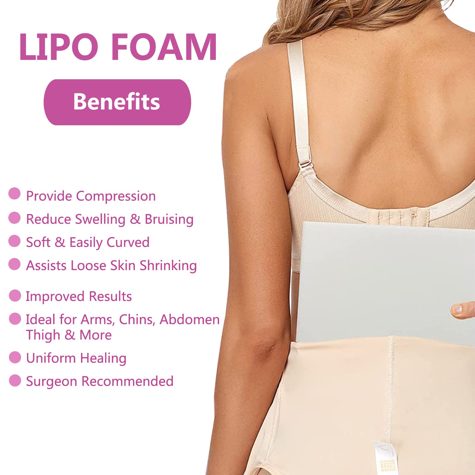 Schiuma Lipo 4 Confezione 8x11x0.5 inches Extra Spesso Super Morbido Chirurgia Liposuzione Schiuma Addominoplastica Board Cuscinetti Compressivi per Recupero Lipo