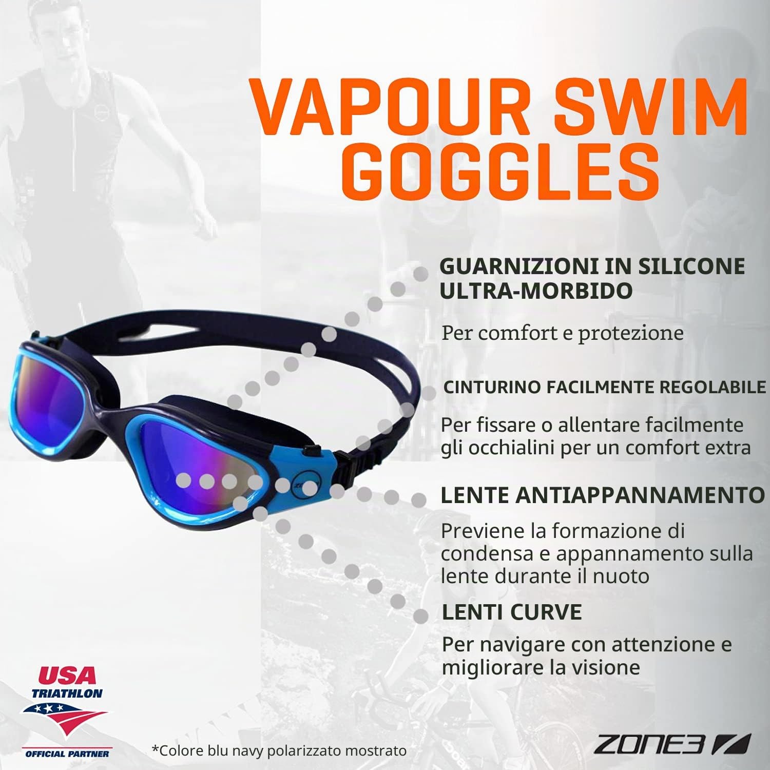 ZONE3 Vapour Gafas de natación Unisex - Adulto (Pacco da 1)