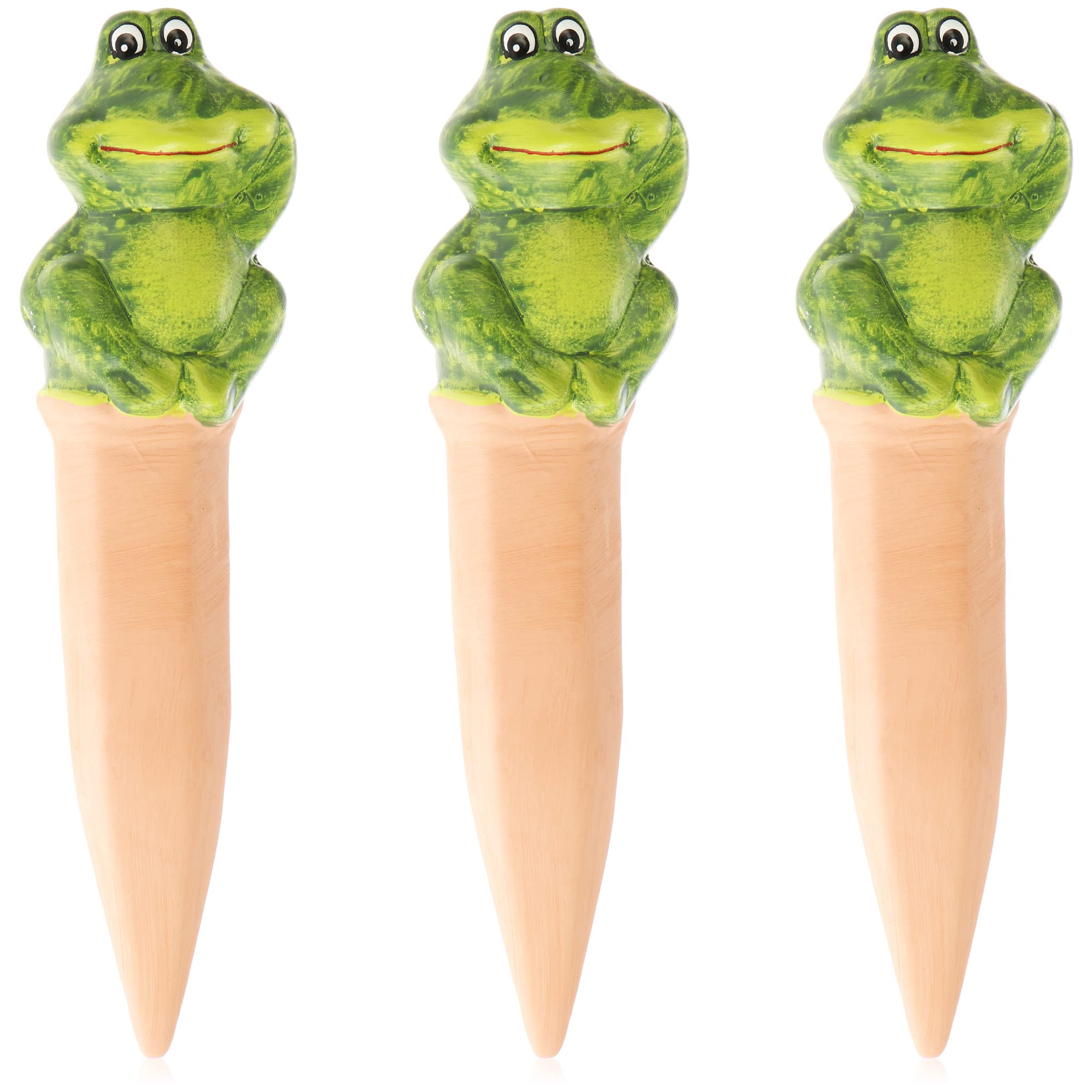 COM-FOUR® 3x automatic watering for indoor plants - water dispenser for plants - clay cones for watering flowers - hydrospikes (03 pieces - frogs)