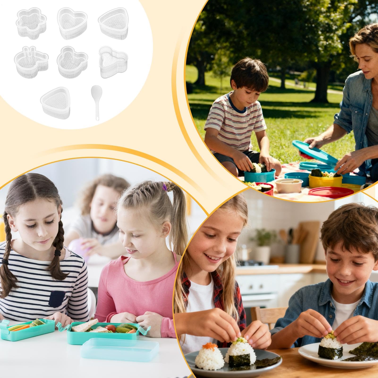 Stampo per sushi | Conjunto De Escolar E Material Escolar De Grande Capacidade,Stampo per riso per la casa e il libero creativo - per pranzo, campeggio, barbecue, scuola, casa,