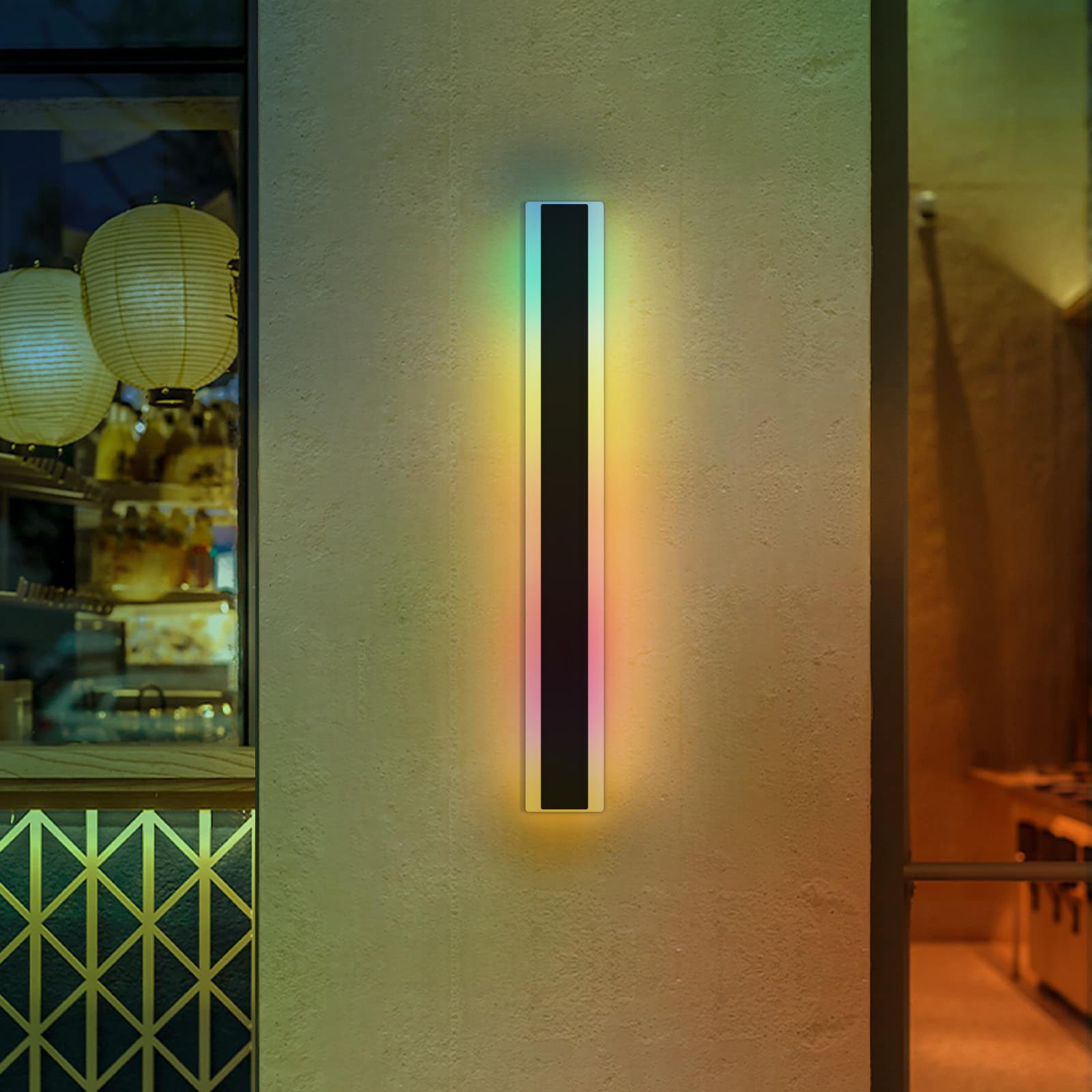 Nowoczesna lampa ścienna do wnętrz RGB z pilotem zdalnego sterowania, wodoodporna IP65, długa taśma świetlna, do korytarzy zewnętrznych, patio, podwórza, sypialni, garażu