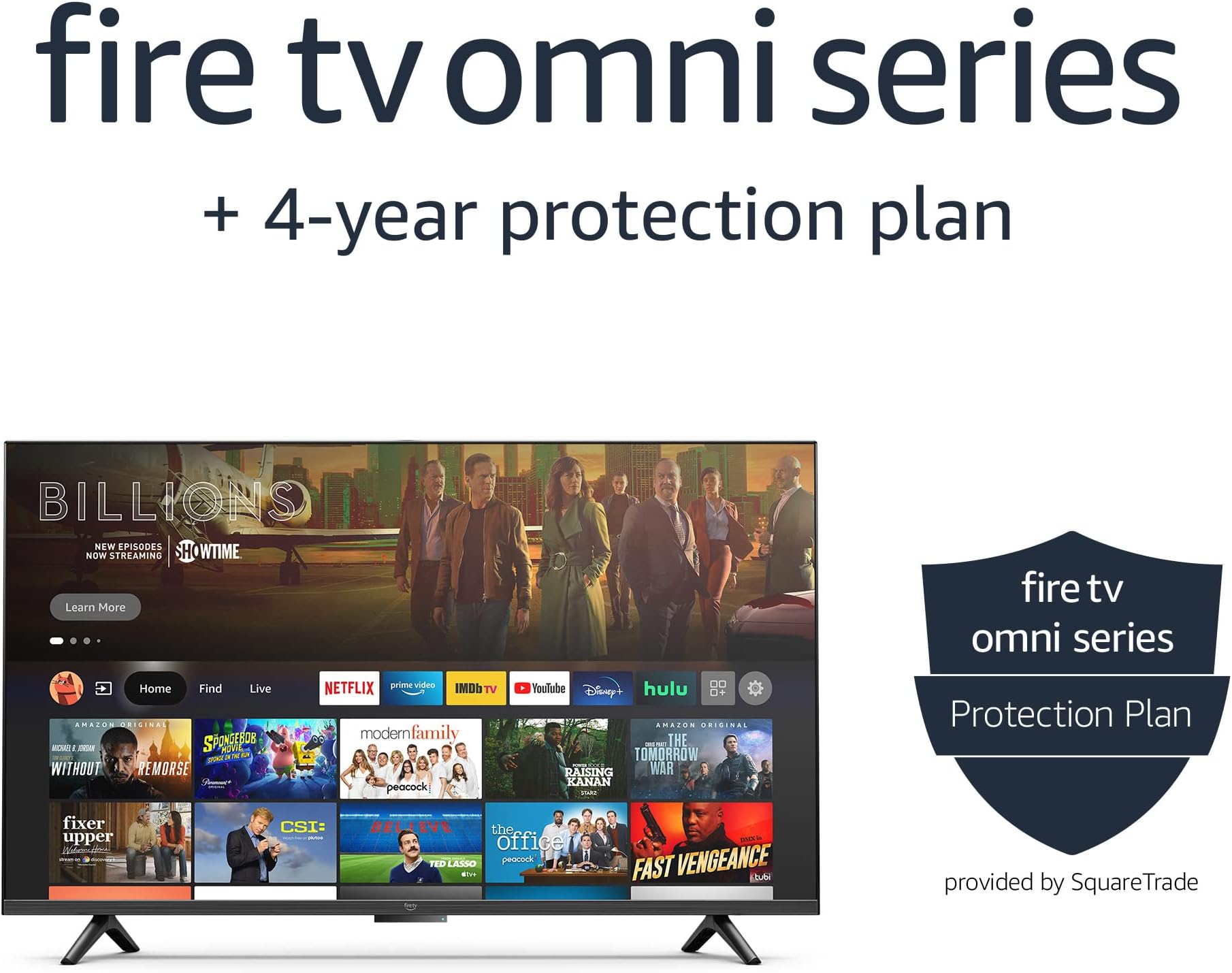 Amazon Fire TV 43" Omni Series (newest model), 4K UHD smart TV, hands-free with Alexa + 4-Year Protection Plan