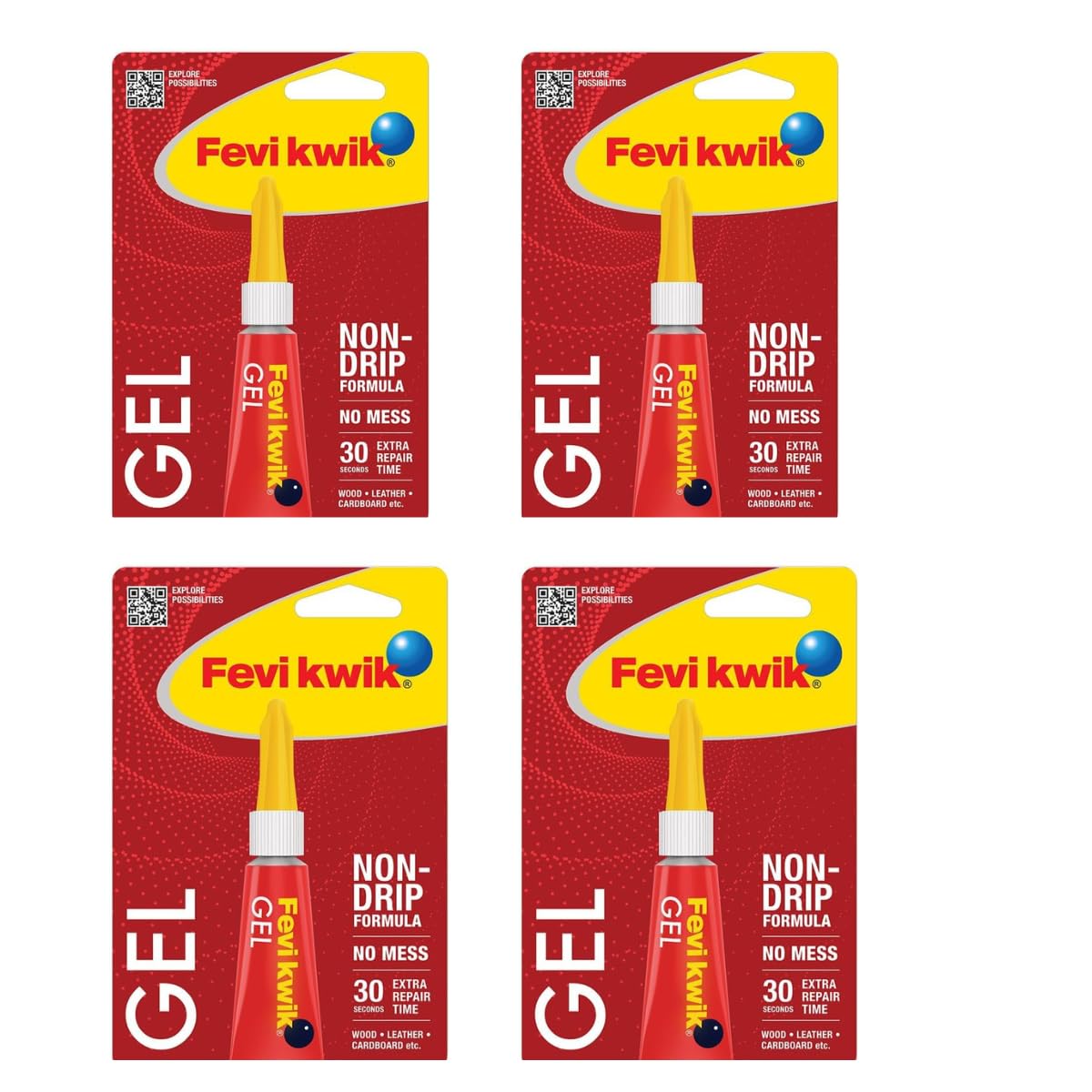 Fevikwik Gel One Drop Instant Adhesive | Multipurpose Gel | Easy to Use | Hassle Free | Ideal for Art & Craft | Can be used on variety of surfaces | Create, Make, Decorate | 3g, Pack of 4