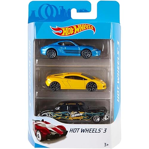 Hot Wheels 3 Car Pack, Multipack of 3 Hot Wheels Vehicles, Instant Starter Set, Collection of 1:64 Scale Toy Sports Cars, Rolling Wheels, For Kids 3 Years & Up