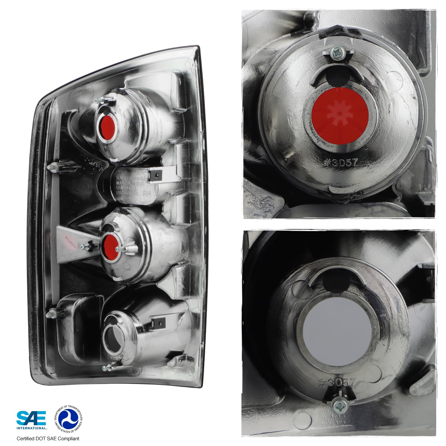 AKKON - For 02-06 Ram 1500 03-06 Ram 2500 3500 Pickup Black Smoke Rear Tail Lights Brake Lamps Replacement