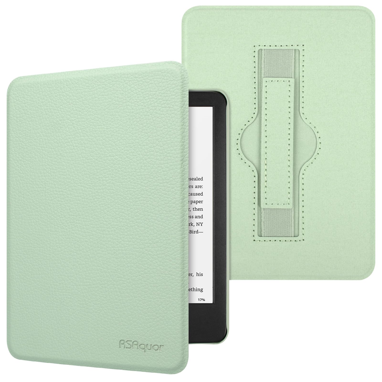 RSAquar 7" All-New Kindle Paperwhite 12th 2024 or Kindle Colorsoft 1st 2025 Signature Edition Case with Hand Strap – Slim Protective Cover with Auto Sleep/Wake - Agave Green