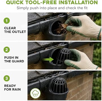 6PCS Gutter Pipe Leaf Guard, Gutter Balloon Outlet Guards, Plastic Drain Protector to Stop Leaves and Better Water Drainage Fits 68mm Pipes