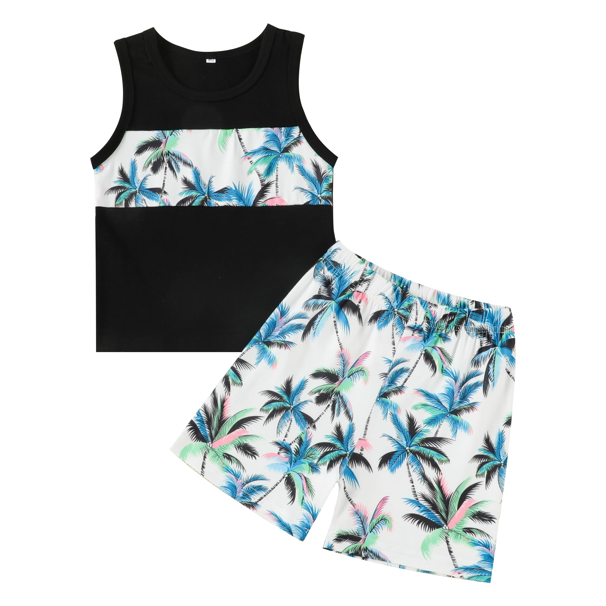 Kionio Baby Boy Clothes Toddler Boy Summer Outfits Kids Sleeveless Tank Tops Shorts Set Letter Print Hawaii Beach Clothes