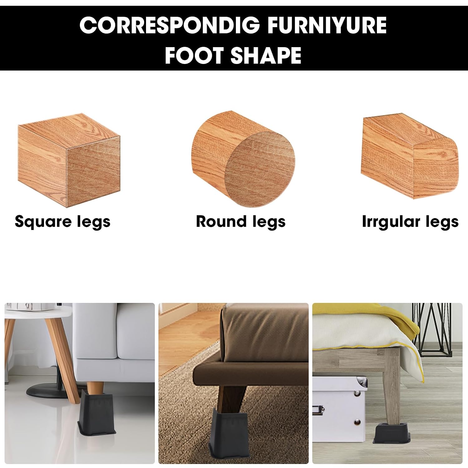 MYMULIKE Bed Risers 2 inch, 3 inch, 4 inch, 6 inch or 8 inch Heavy Duty Furniture Risers, Up to 6000 Lbs L shaped Design Bed lifts Blocks for Couch Desk Sofa Table... - Image 5