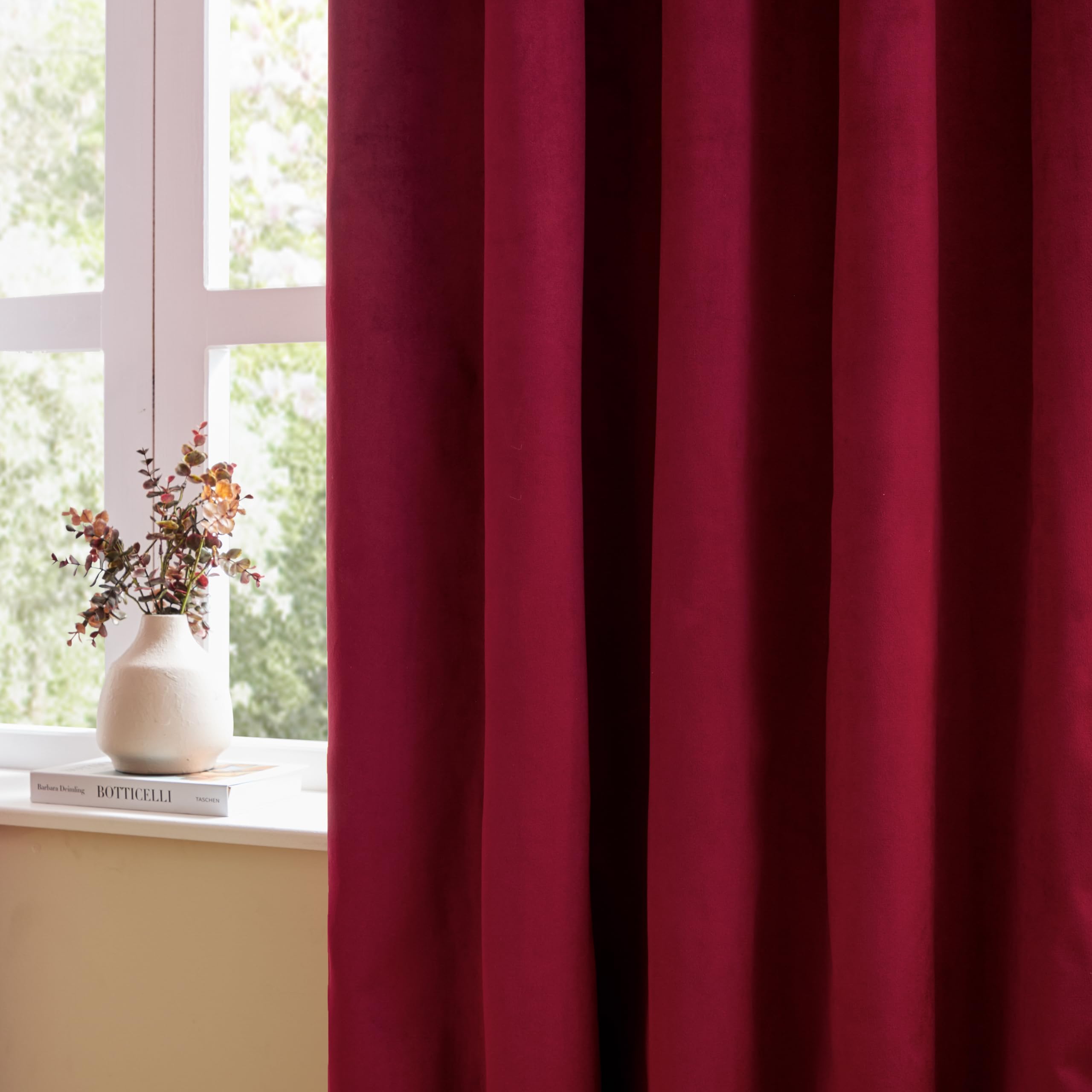 furn. The Ultimate Velvet Bleistiftfalten Vorhänge (Rot-168x137cm)