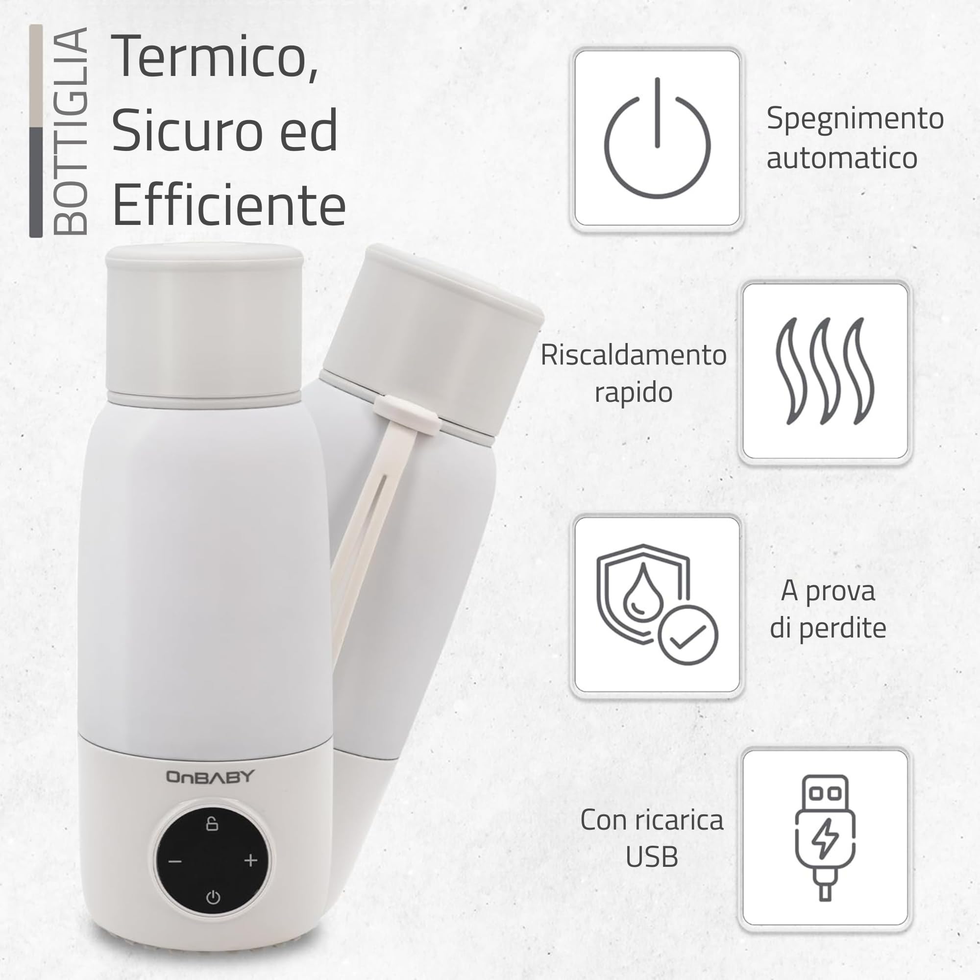 Scaldabiberon Elettrico Portatile - Scaldabiberon da Viaggio per Latte e Acqua, Facile da Trasportare - Temperatura Regolabile, Ricarica USB