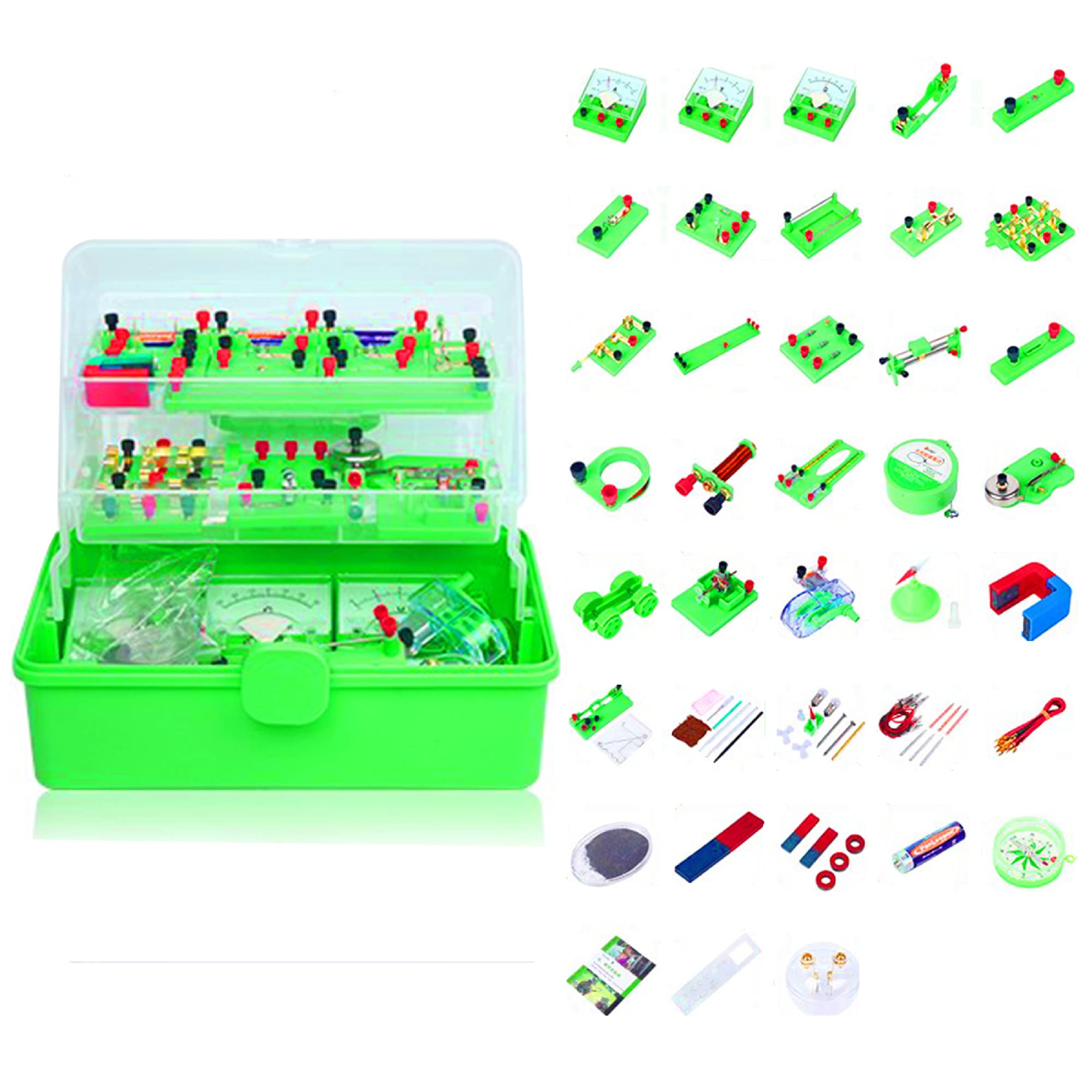 LXX Stem Physik Elektronik Baukasten für Erwachsene und Kinder Science Lab Grundlegende Elektrizität Magnetismus Experiment Physik Experimente für Kinder, grün