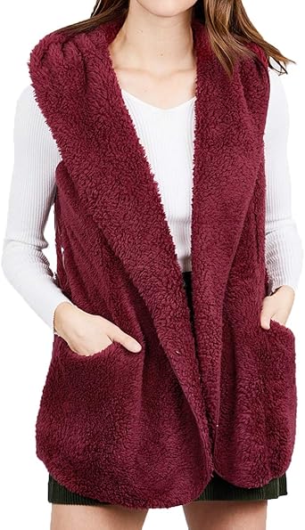 women's sherpa vest with hood