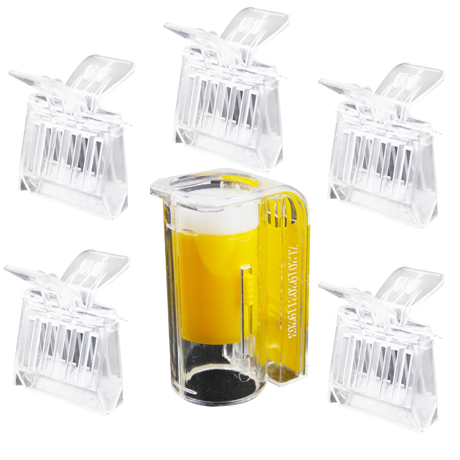 5 Pieces Queen Bee Cage Catcher Clips, Transparent Plastic Queen Catching Tool with Queen Bee Marking Bottle for capturing and isolating Queen Bees